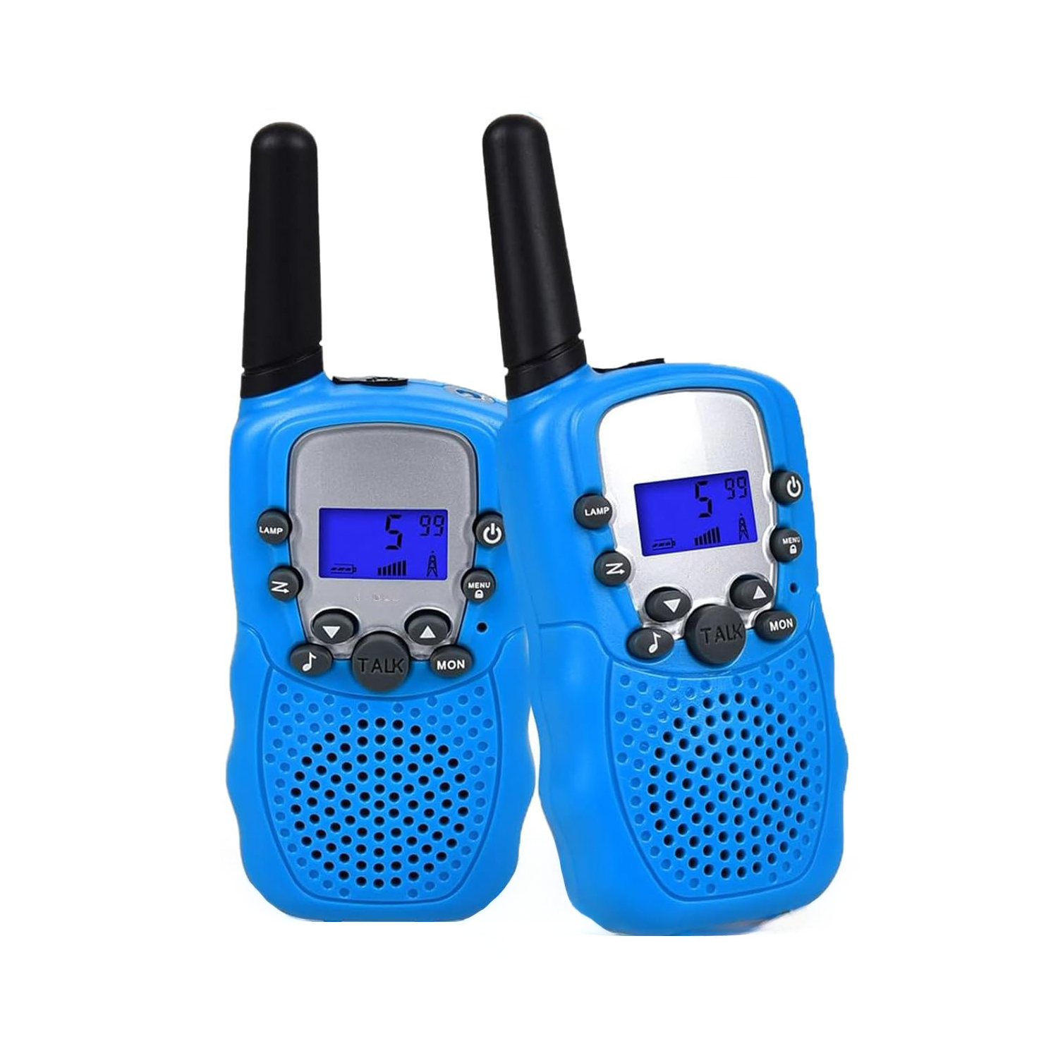 Walkie Talkies para Niños Pack de 2 con Pantalla LCD, Alcance de 1-3 km, Control por Voz (VOX), Reducción de Ruido, Escaneo y Monitor de Canales, Conexión para Auriculares 2.5 mm, Aviso de Batería Baja, Juguete de Comunicación para Aventuras al Aire Libre