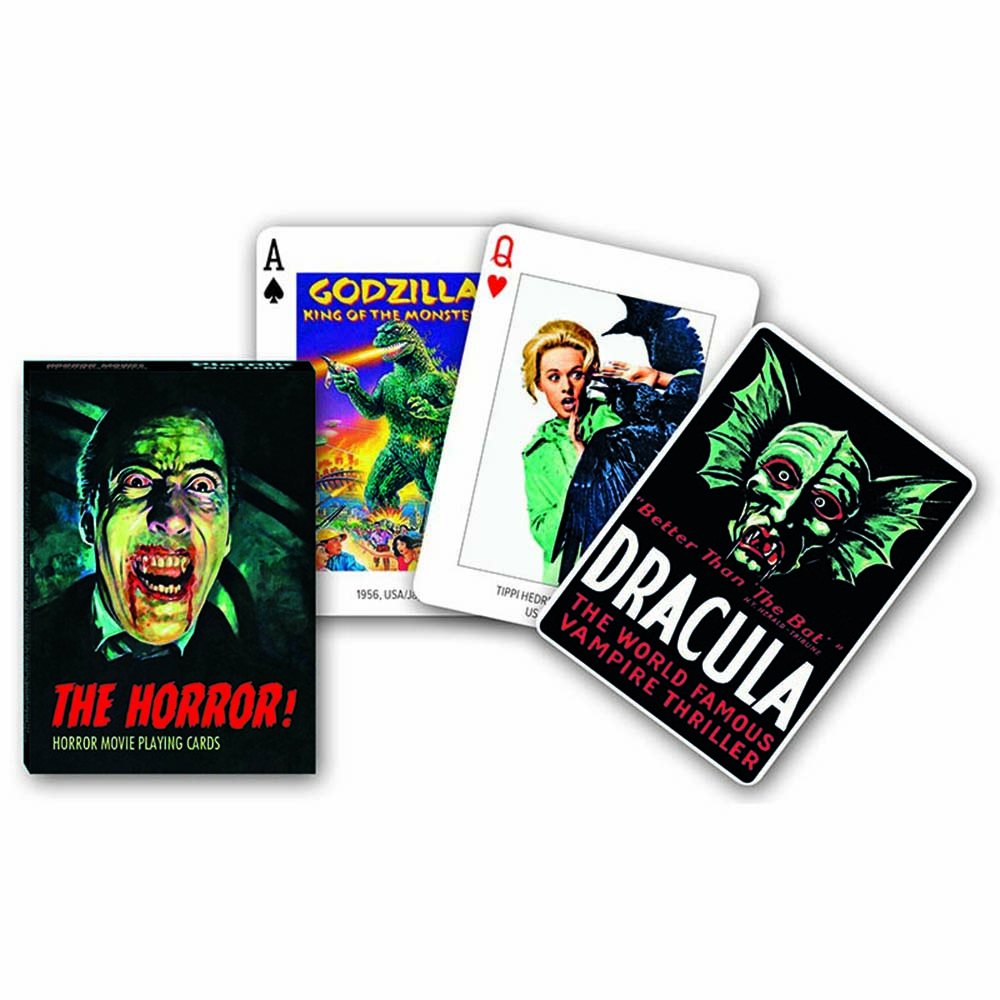 Piatnik Baraja de poker de 54 cartas Películas de Horror Terror Monstruos Cine Carteles clásicos Miedo Drácula Frankenstein Screaming Skulls Posters King Kong Godzilla Juego mesa Jugar Adultos Colección Coleccionable Poquer