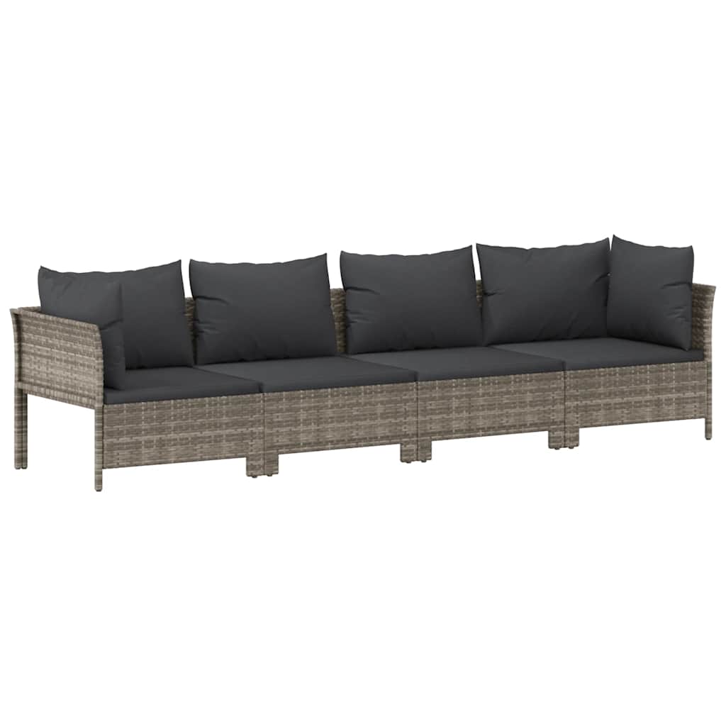 vidaXL Set de muebles de jardín 4 pzas y cojines ratán sintético gris