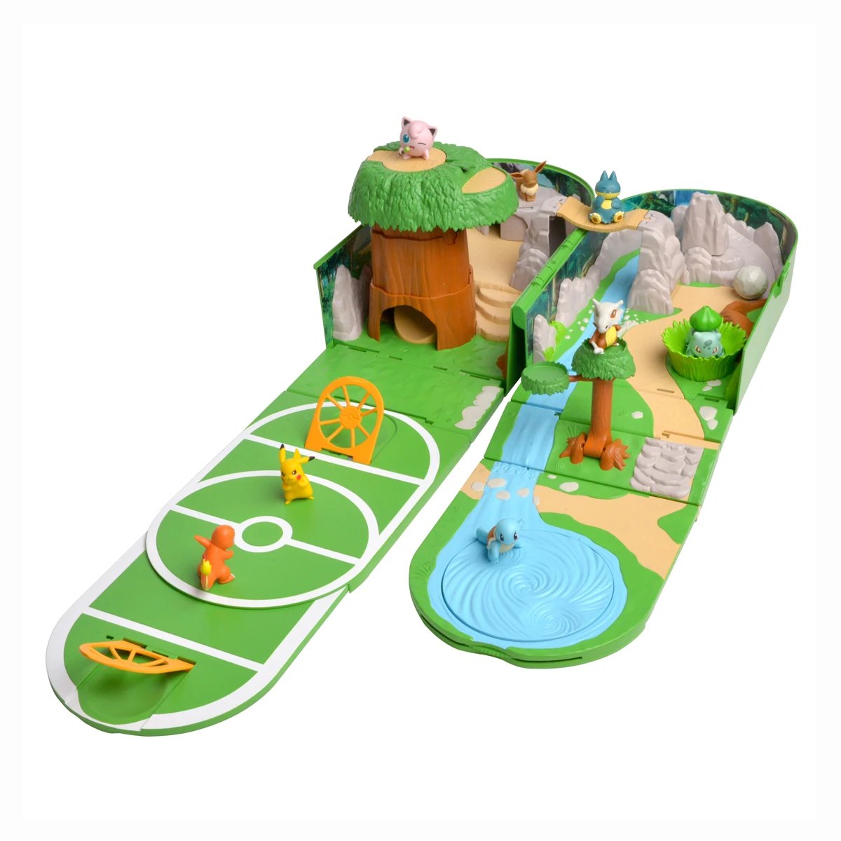Jazwares - Juego de mesa Pokémon Mundo Pokémon Transformable 63220029 para niños y coleccionistas, interactivo con figuras y escenarios cambiantes