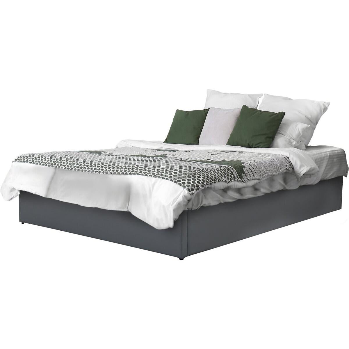 Habitat y Jardin - Cama doble de PVC con box "Ava" - 140 x 190 cm - Gris