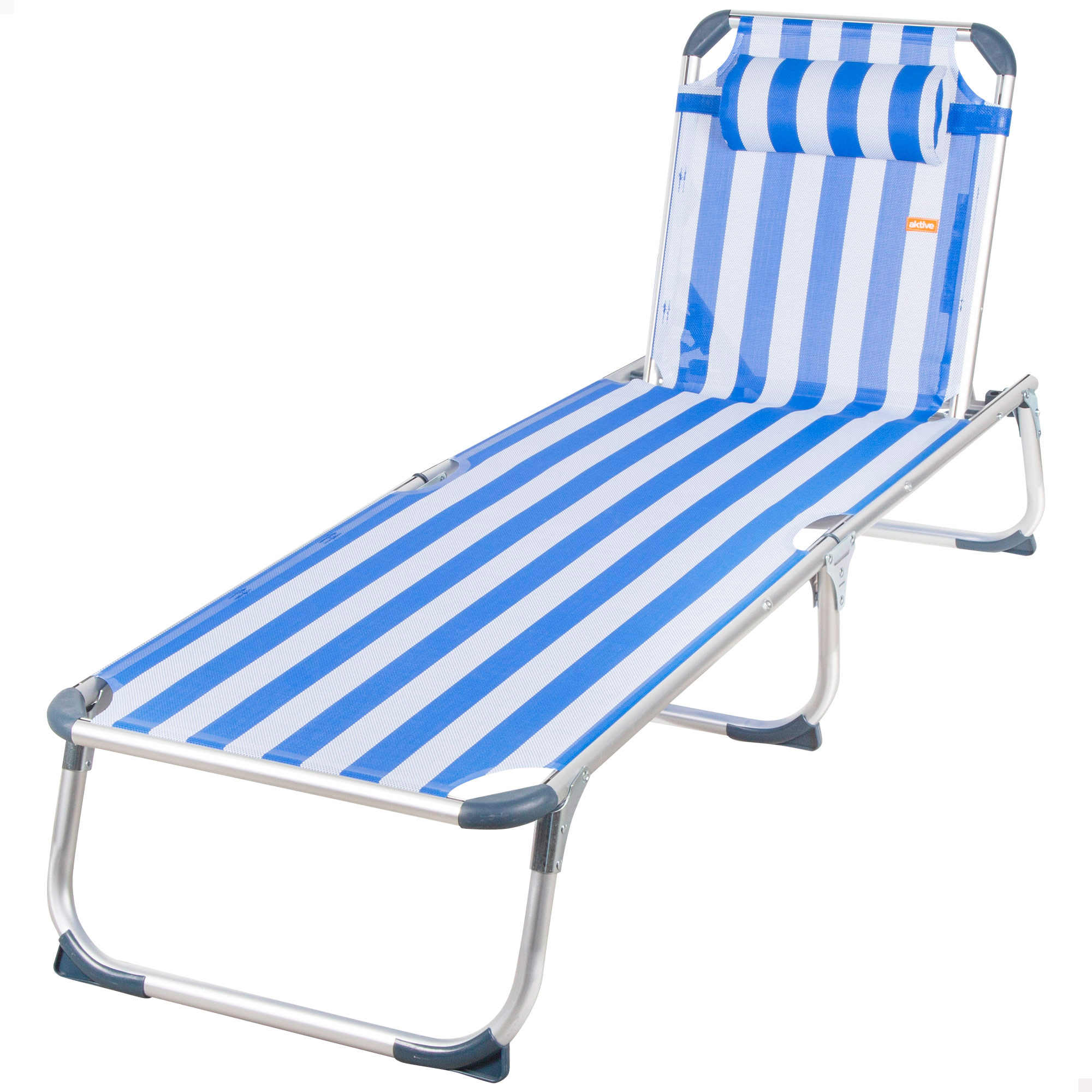 Aktive - Tumbona plegable playa, respaldo reclinable 5 posiciones, 186x49x30 cm, aluminio y textileno, topes antivuelco, incluye cojín acolchado, soporta peso máx. 110 kg, hamacas de playa plegables