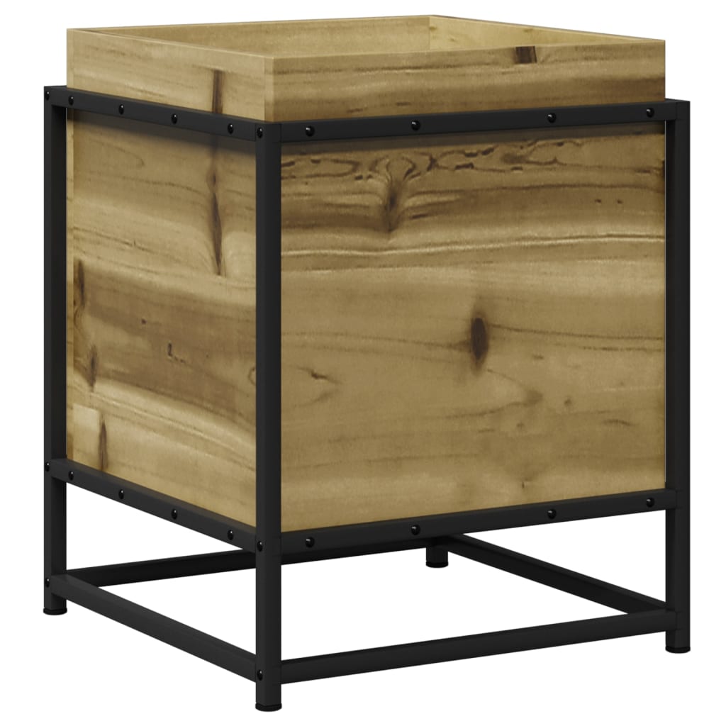 vidaXL Jardinera de madera maciza de pino 40x40x50 cm Color Pino macizo,  Pino blanco,  Cera de pino marrón y mas