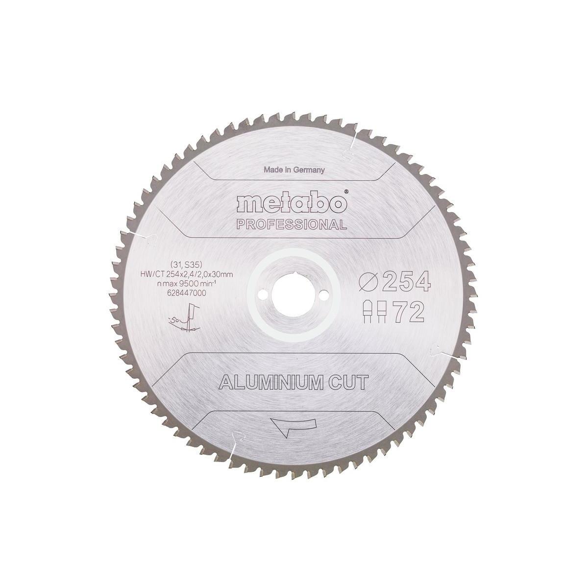 Hoja de sierra circular Metabo 628447000, disco de 25,4 cm para aluminio, corte preciso y limpio, ideal para trabajos industriales y profesionales, color metálico
