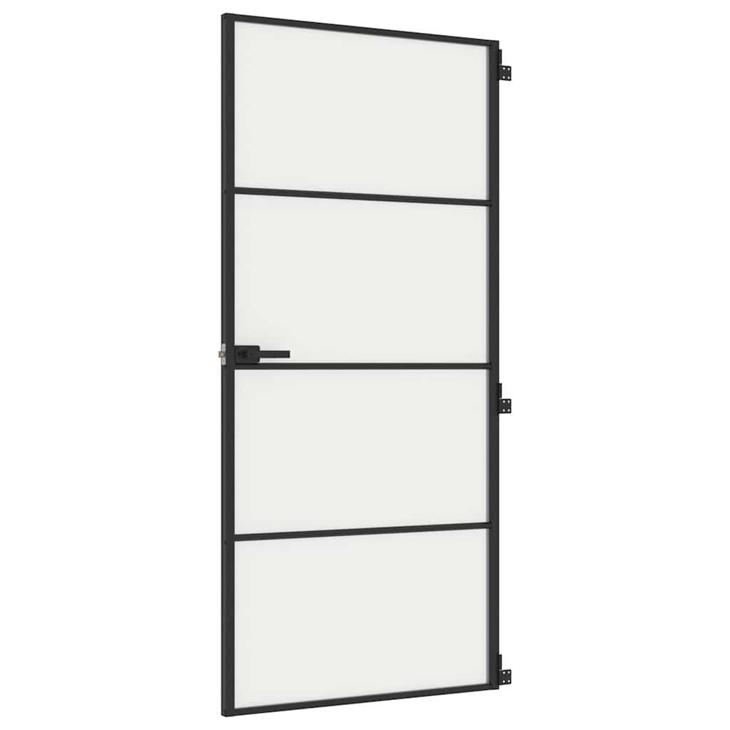 vidaXL Puerta interior delgada negra vidrio y aluminio 93x201,5 cm