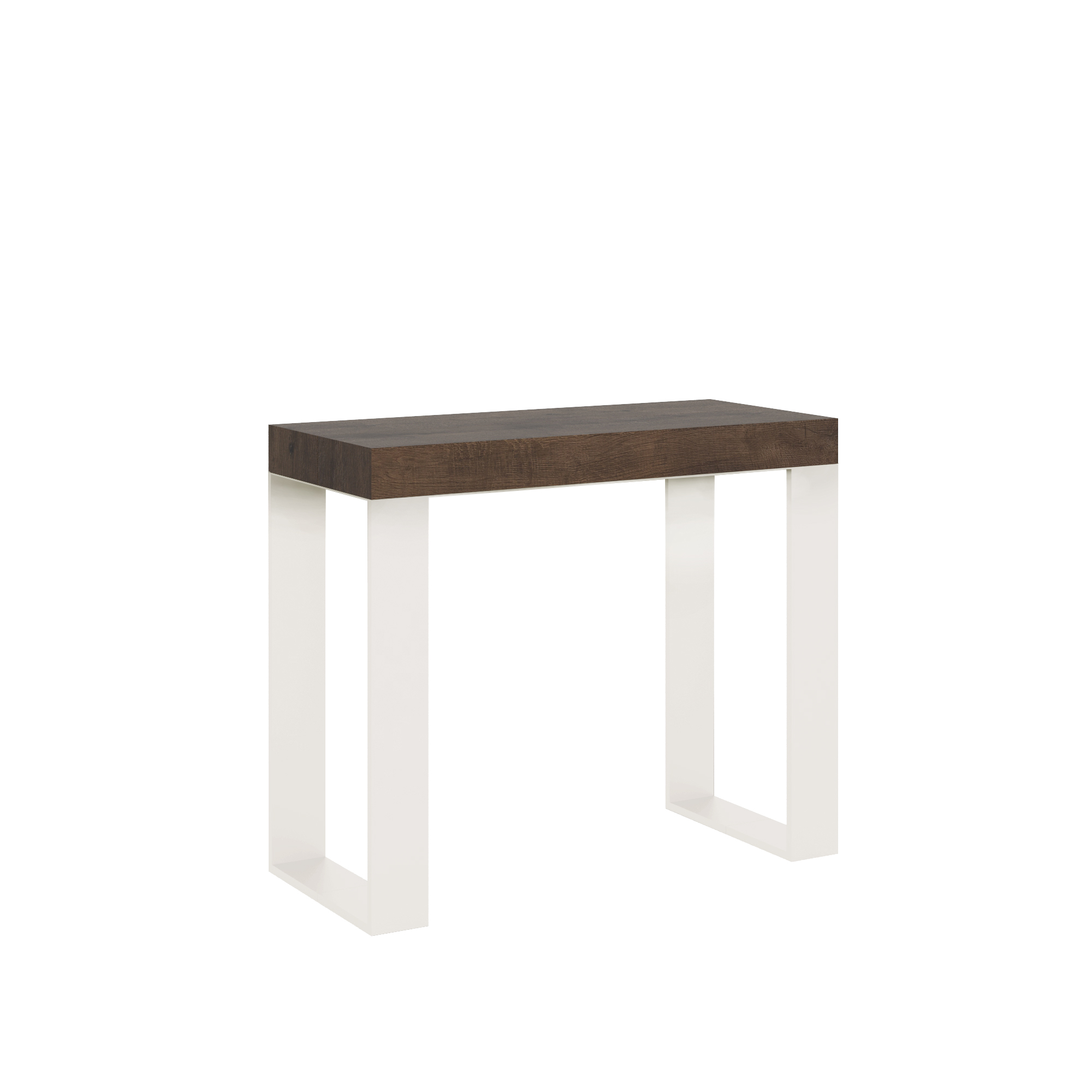Consola extensible 90x40/196 cm Tecno Small Nogal Estructura Blanca - Itamoby