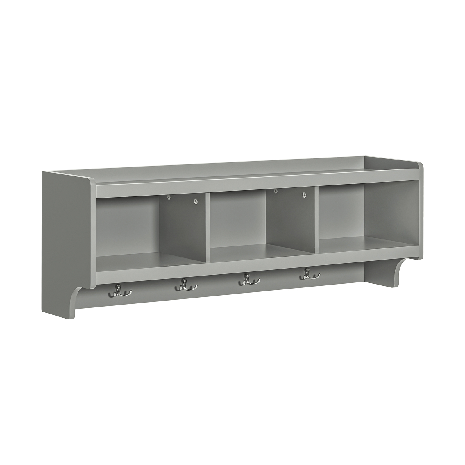 SoBuy FHK28-HG Perchero de Pared Estantería de Pared con 4 Ganchos Gris 100 x 25 x 35 cm ES