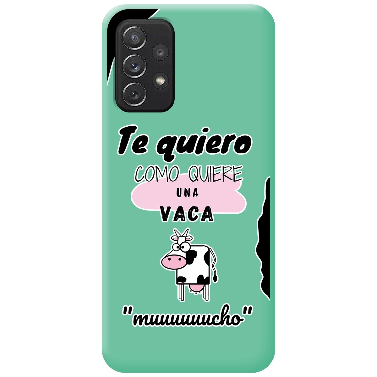 Tumundosmartphone Funda Silicona Líquida Verde para Samsung Galaxy A52 / A52 5G / A52s 5G diseño Vaca Dibujos