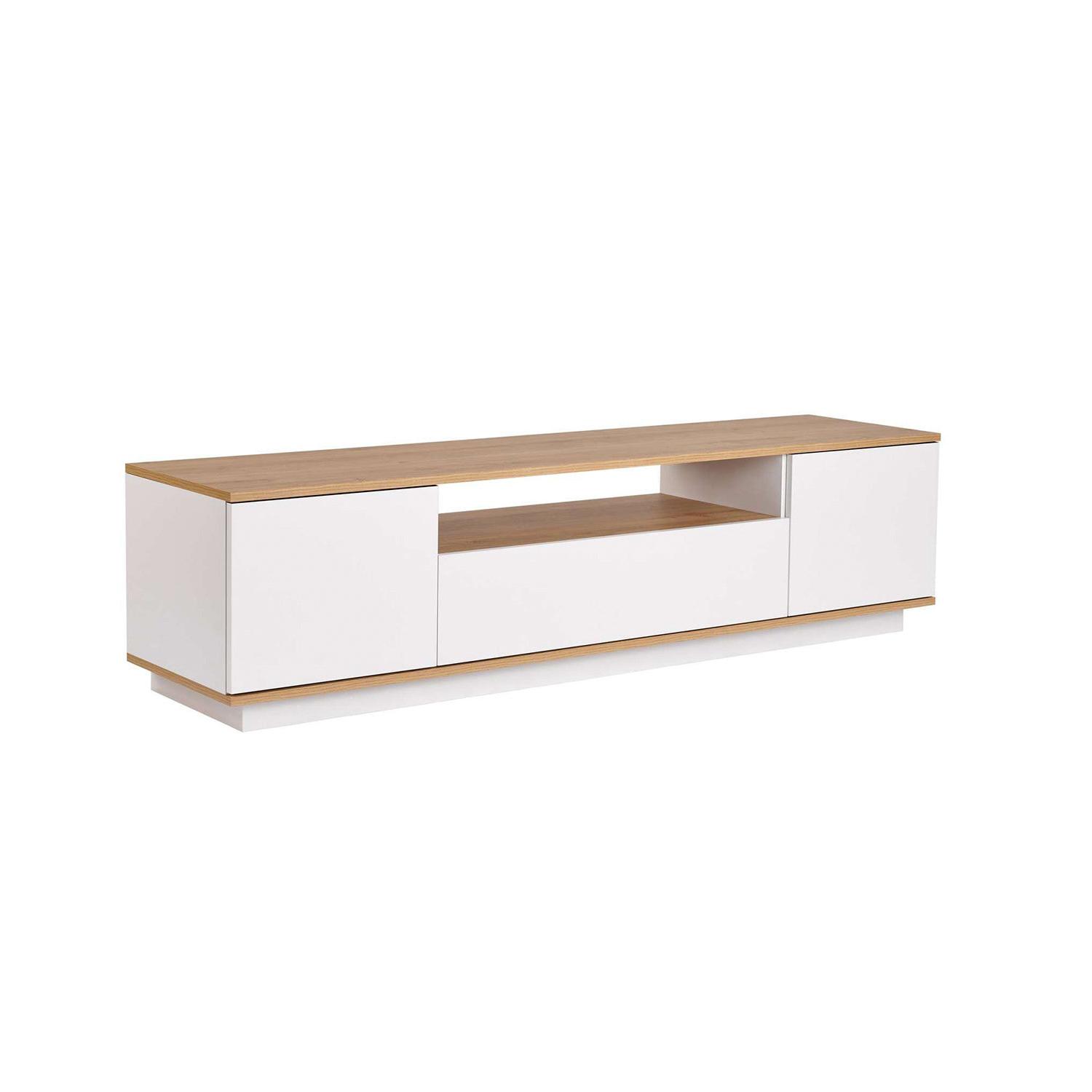 Mueble tv melanie y  blanco y natural y madera para hogar moderno mueble de almacenaje  - Homekit