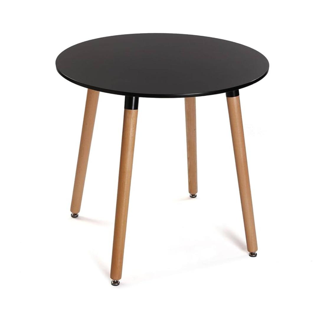ORION91oficial® - Mesa Redonda (Ø80 x 75cm) Negro🖤4 Patas Redonda Madera de Haya, Estilo Nórdico, Bar,Restaurante,Hostelería,Comedor,Salón,Cocina,Teletrabajo,Oficina - spaziOrion91