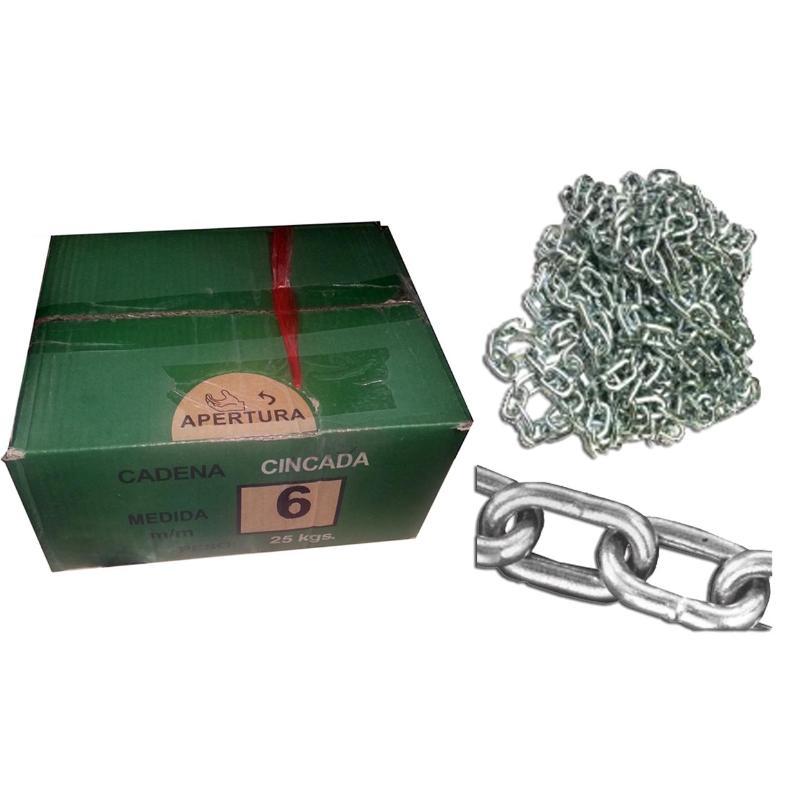 Cadena zincada   6,0   mm en sacos o cajas de 25 kgs