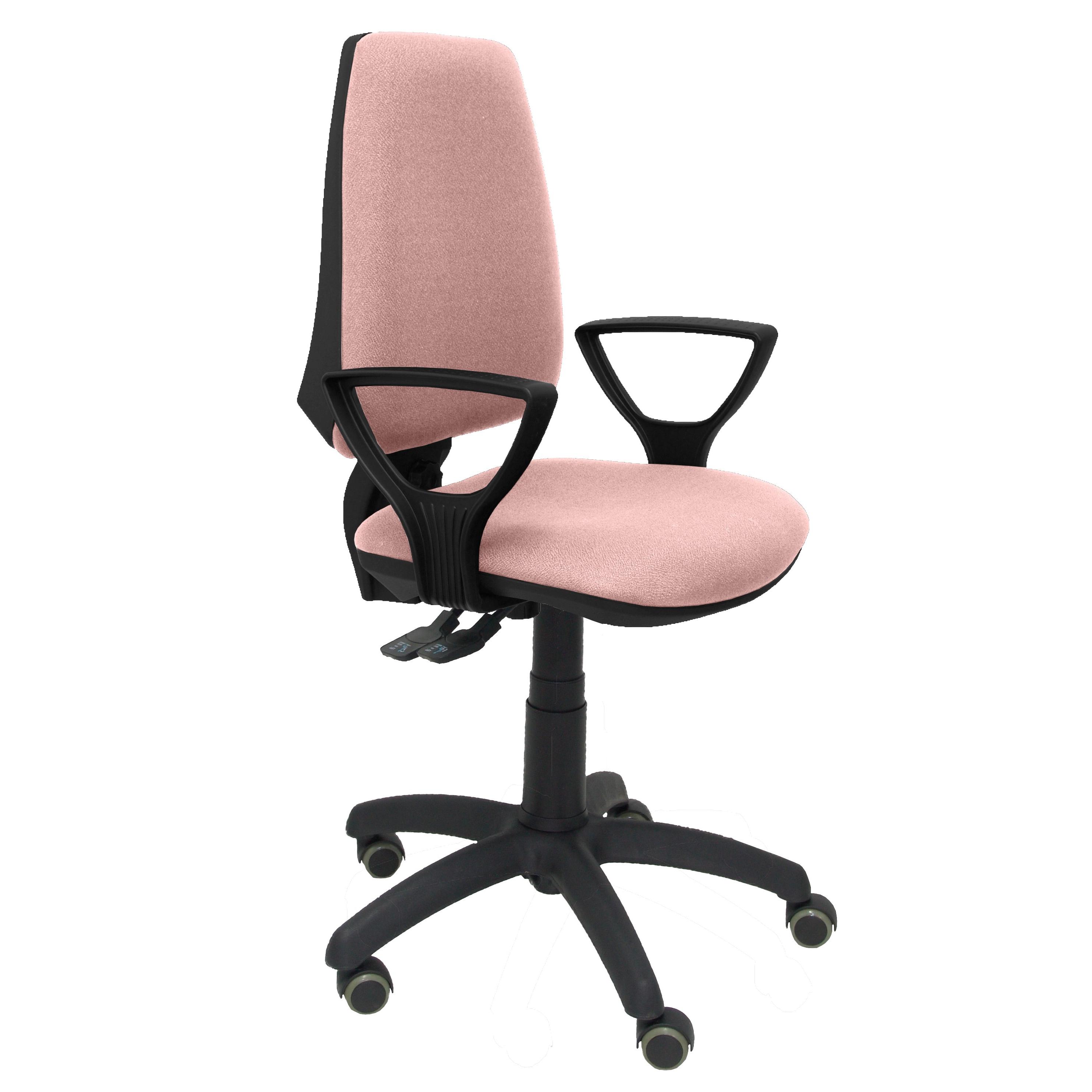 Piqueras Y Crespo Silla Elche S BALI Rosa Pálido Ergonómica con Brazos Fijos y Ruedas de Parqué
