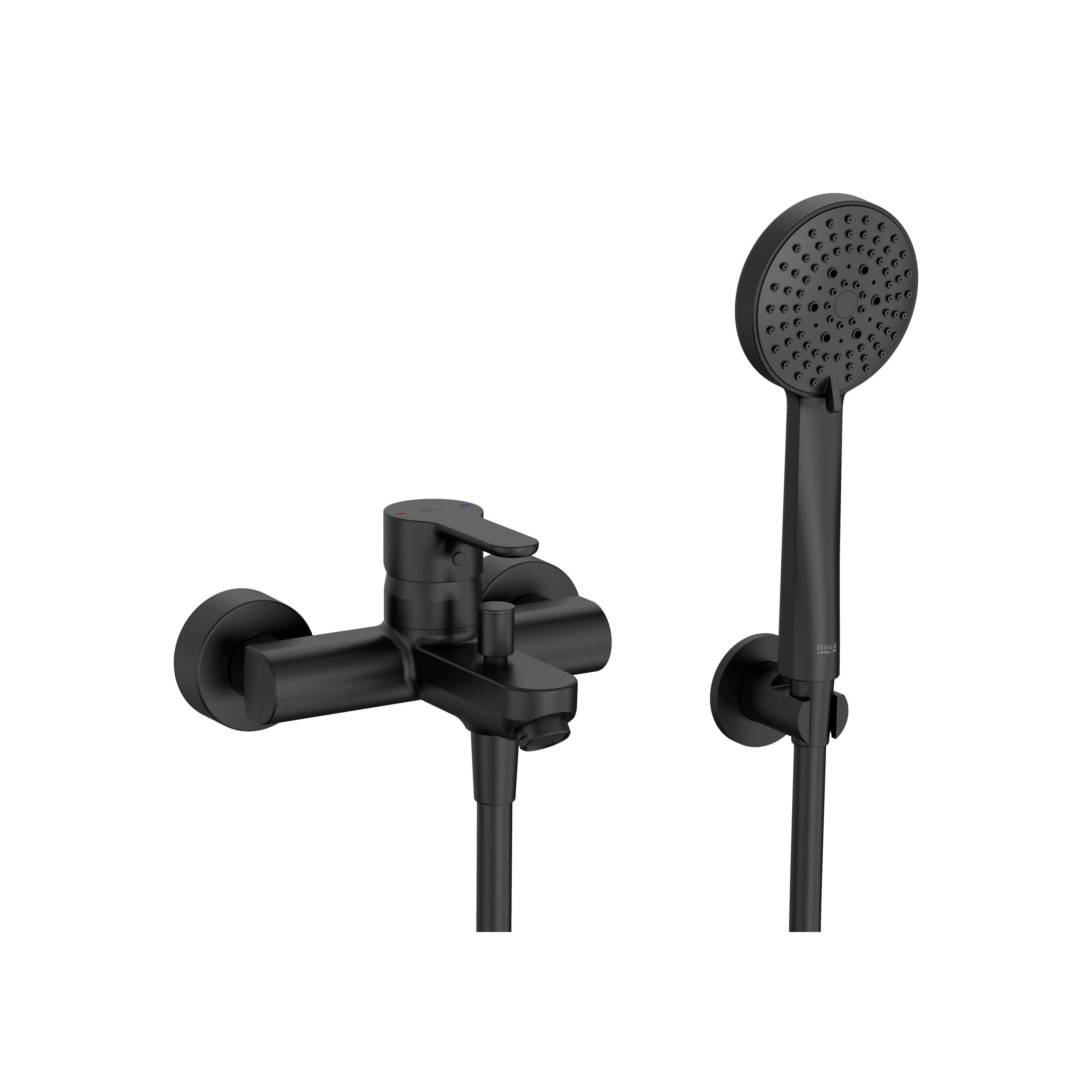 ROCA A5A0109NB4 L20 Grifo Monomando Baño Ducha con Equipo Negro Mate - ref: A5A0109NB4