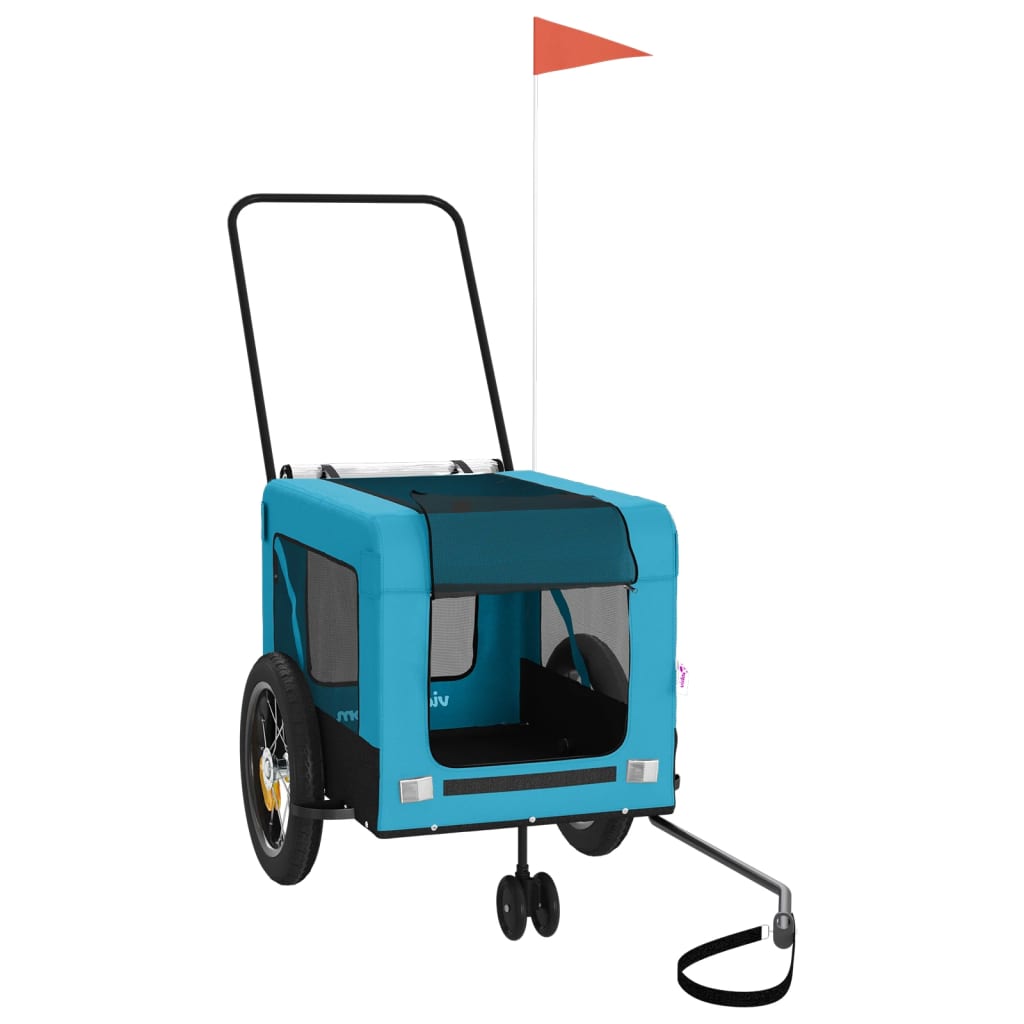 vidaXL Remolque de Bicicleta Mascotas Carrito Hierro Tela Oxford Color Amarillo,  Azul,  Gris y mas