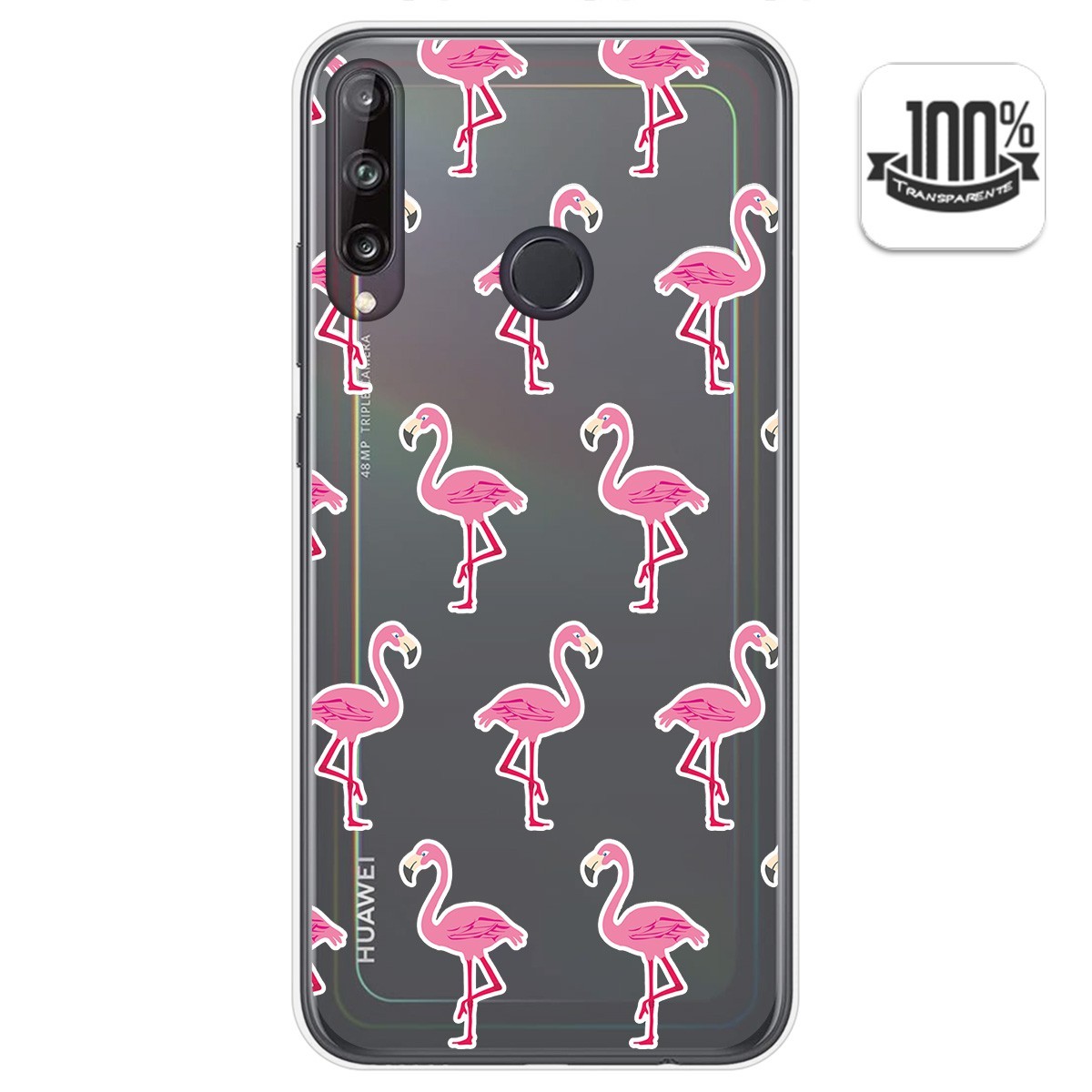 Tumundosmartphone Funda Gel Transparente para Huawei P40 Lite E diseño Flamenco Dibujos