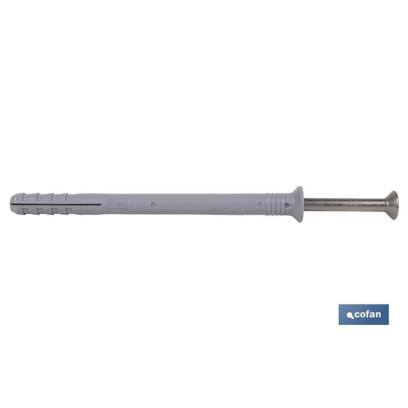 Taco golpe collarin avellanado 8x80 inox   caja 100 unid.