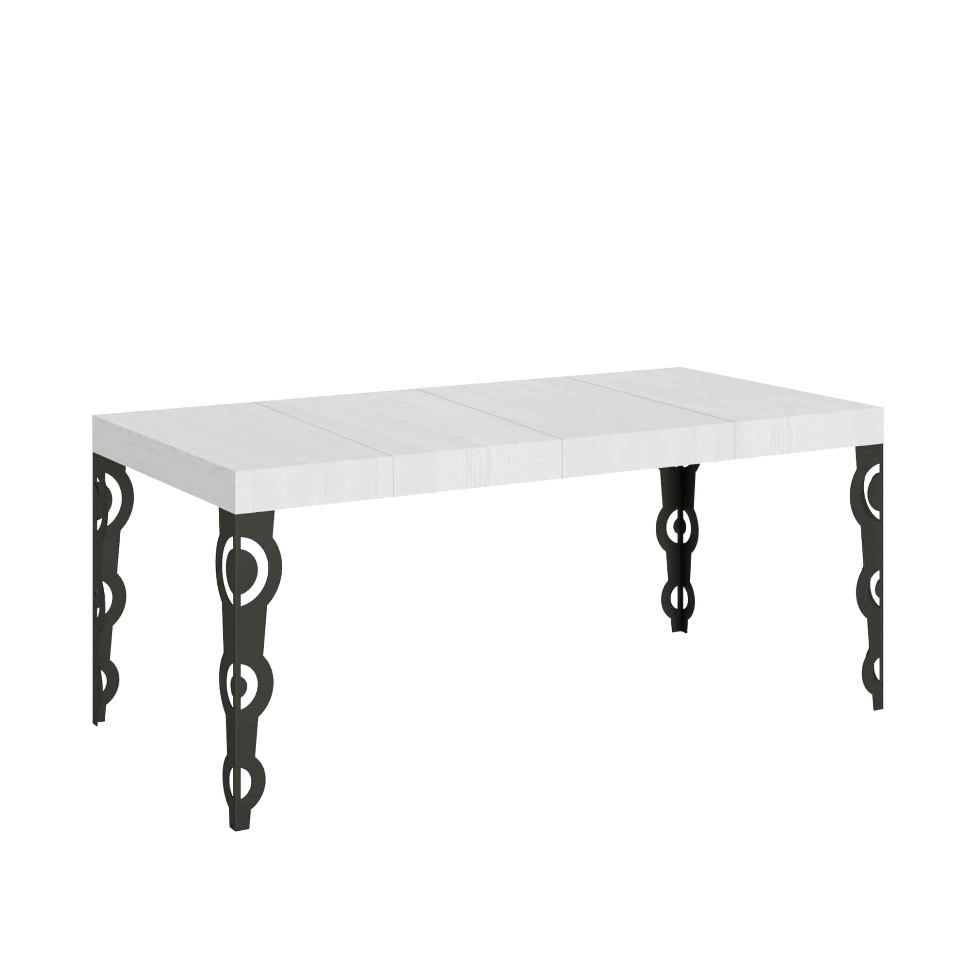 Mesa extensible 90x90/246 cm Karamay Premium Estructura Fresno Blanco Antracita - Itamoby