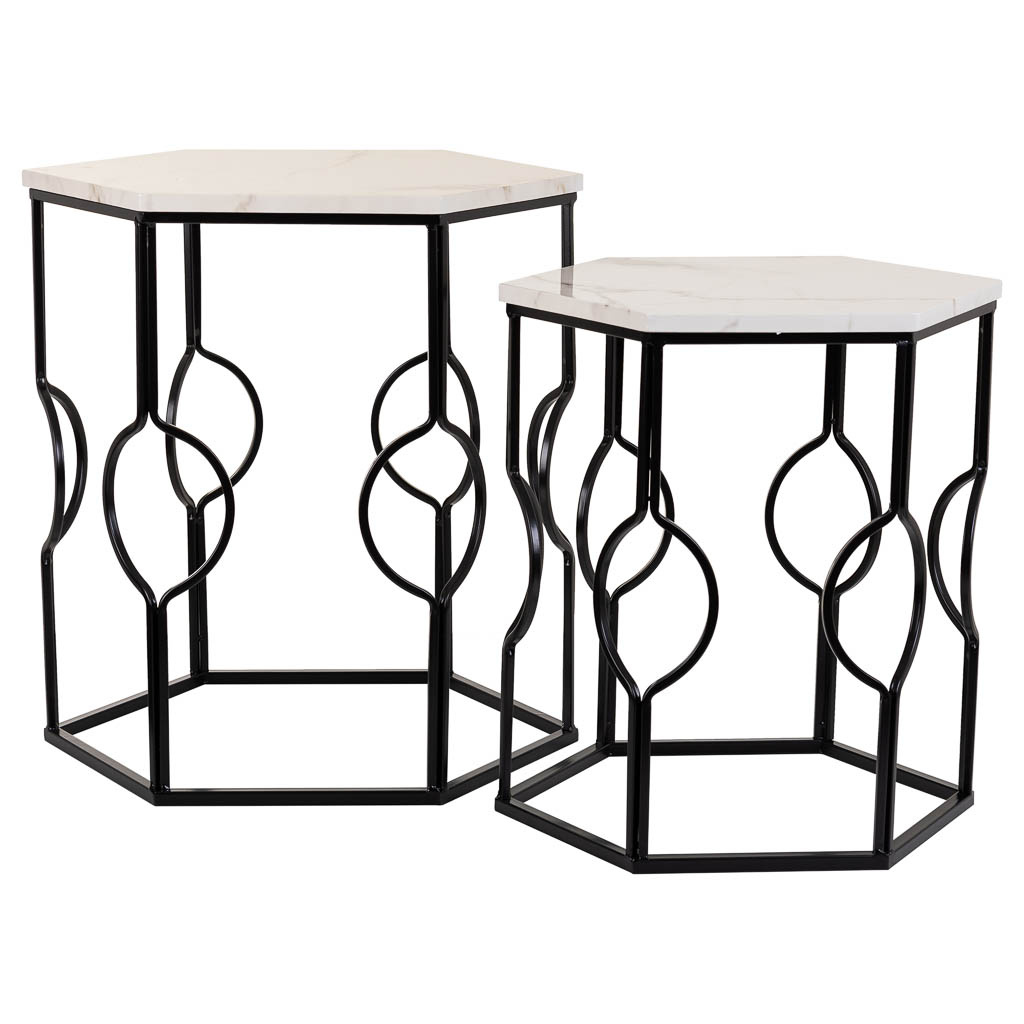 WANDERLUST DECO Mesas Set 2 Pzas de Metal Negro - Elegantes y Funcionales