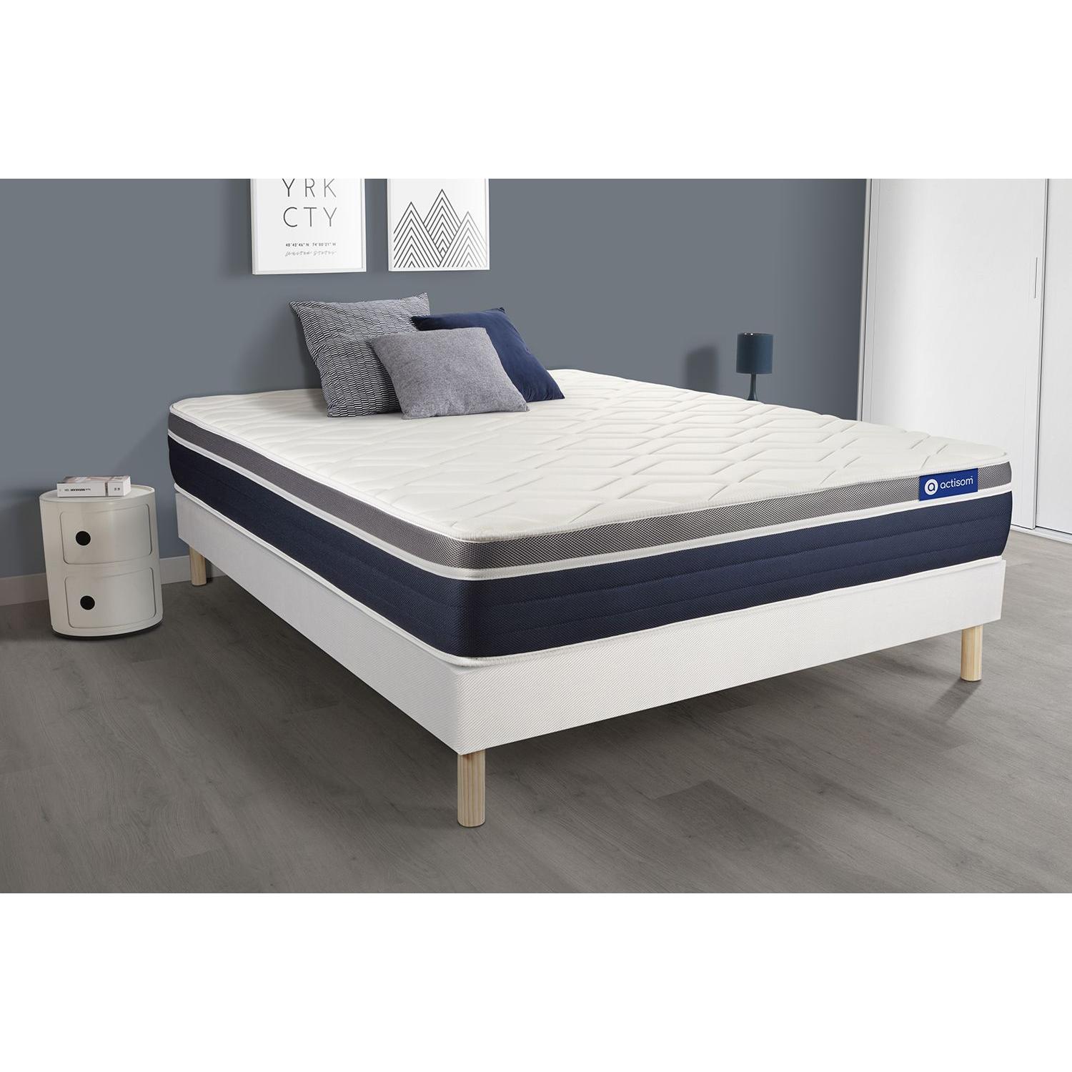 Pack colchón Actiflex confort 120x210cm + Somier multiláminas, Muelles ensacados y espuma viscoelástica, 3 zonas de confort