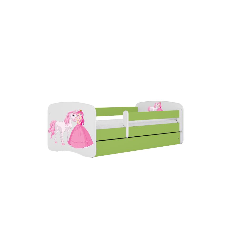 Cama 160 x 80 cm Kocot Kids com gaveta BabyDreams Princess and Horse Green
