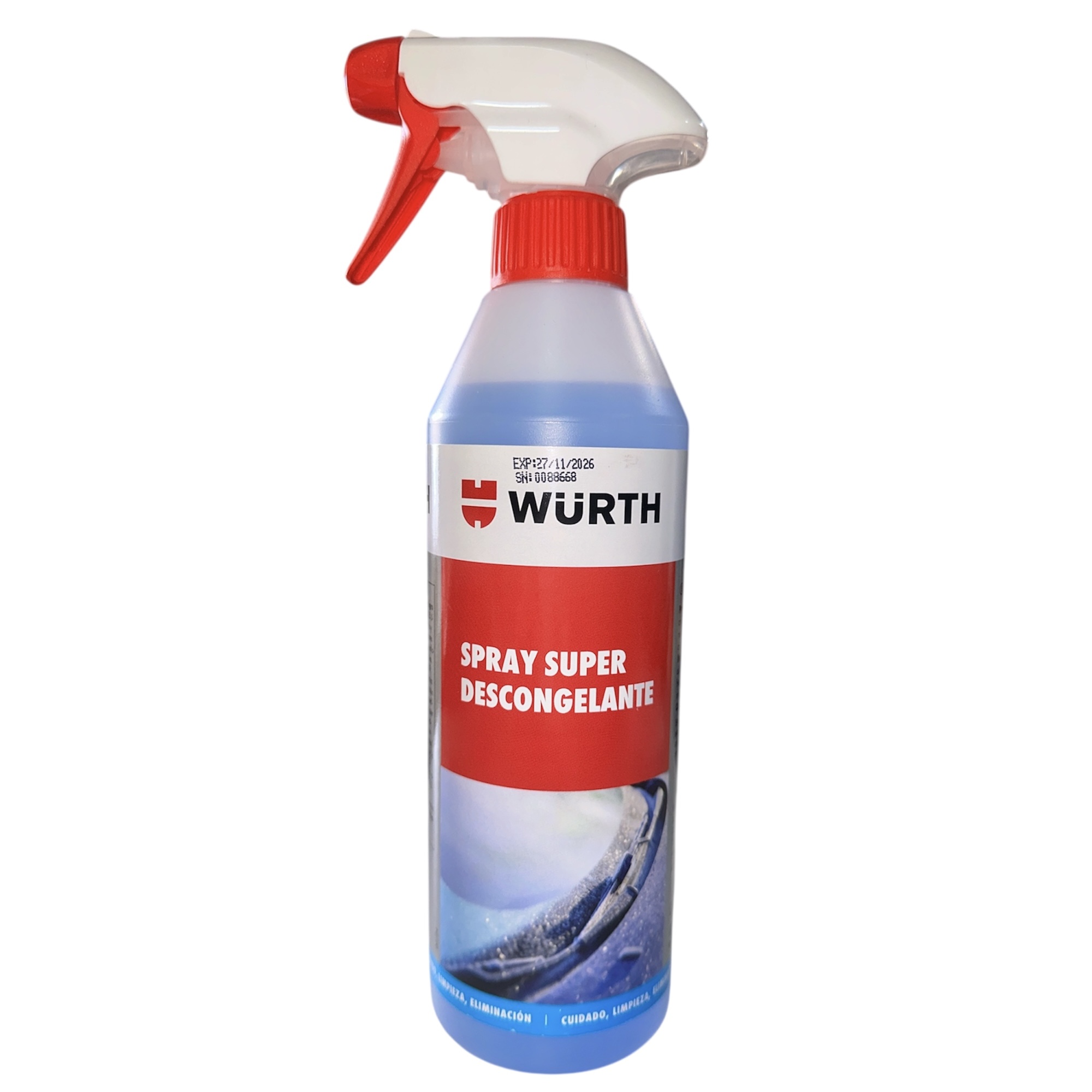 WÜRTH Spray Descongelante 500 ml - Elimina Hielo y Escarcha en Segundos sin Rascar_ Ideal para Cristales_ Cerraduras y Espejos de Coche y Moto