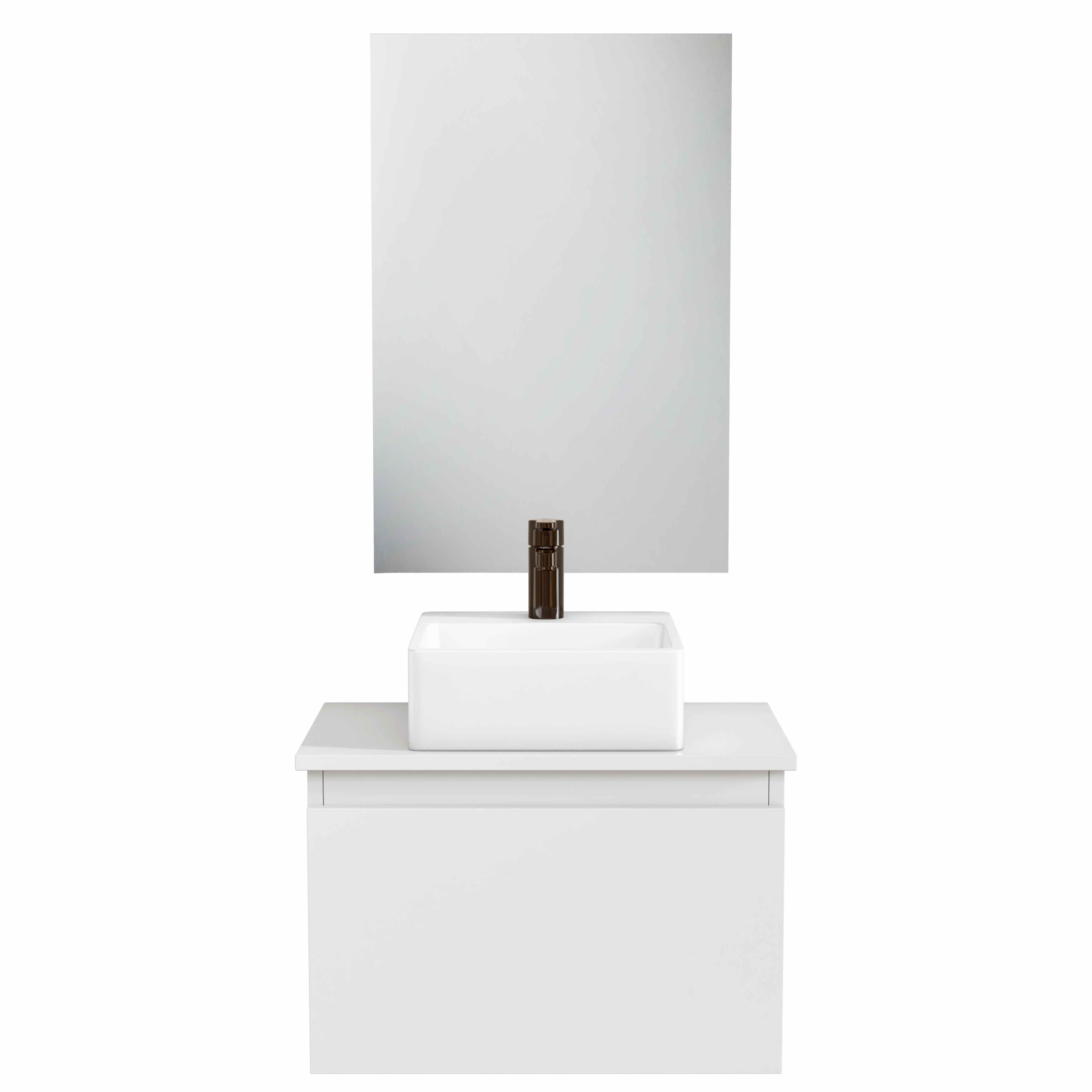 BELLOBATH - Mueble de baño suspendido con lavabo de cerámica y espejo, Mueble con puerta abatible, 50 x 32 x 30 cm