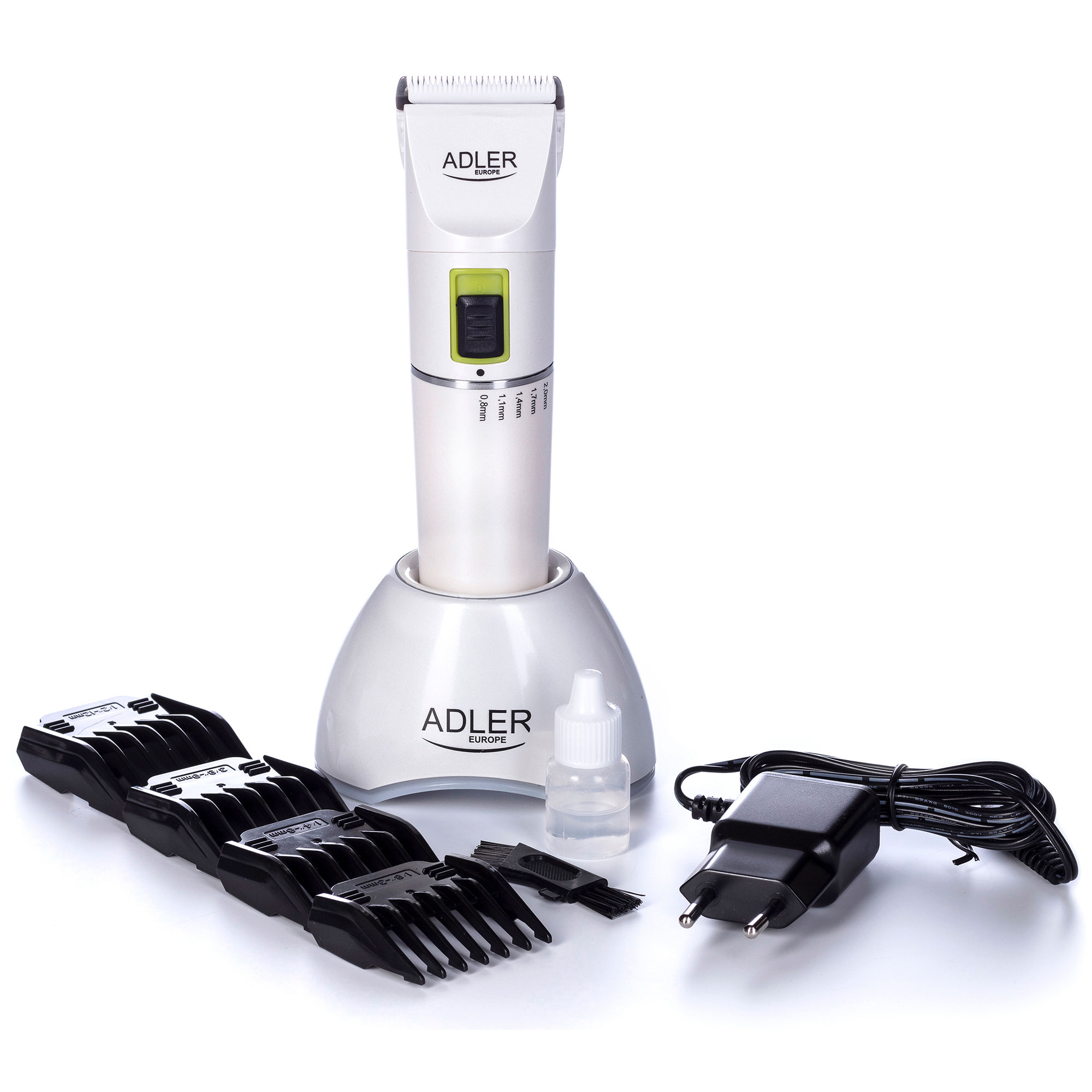 Adler AD2827 Cortapelos Eléctrico Batería / Red, Afeitadora Barba, Ajuste Corte, Recortadora Vello Corporal, 40 W, Blanco