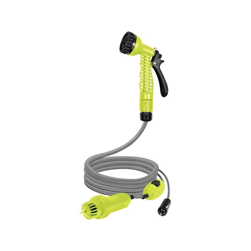Lund Manguera de jardín eléctrica de 12 V con Bomba Sumergible, Adaptador de Coche, Ducha multifunción - Potencia: 20 l/min, 60 W, Ducha móvil