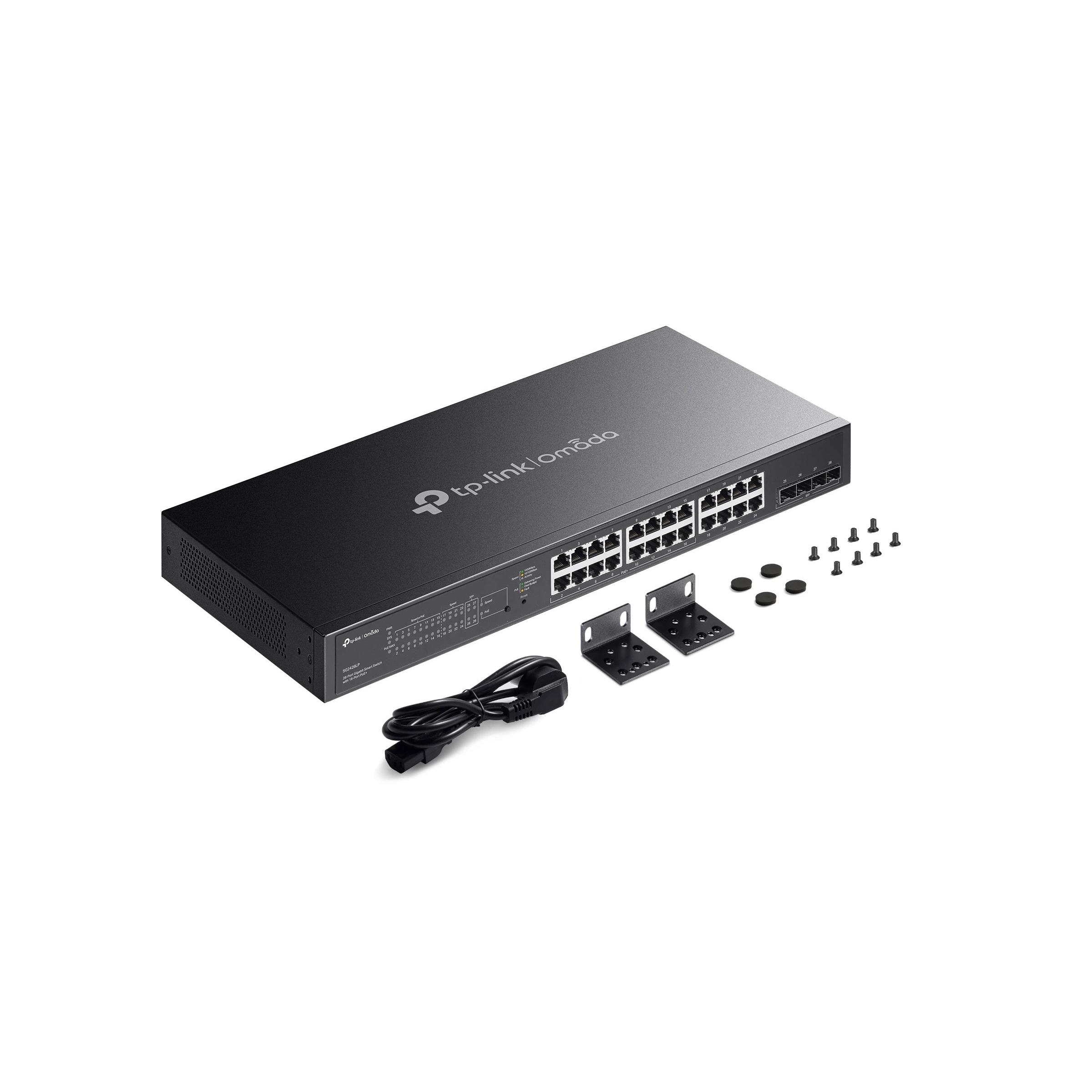 HUB Switch puertos RJ45 ports Tp-Link TPL SG2428LP  | 24 puertos PoE, Gris