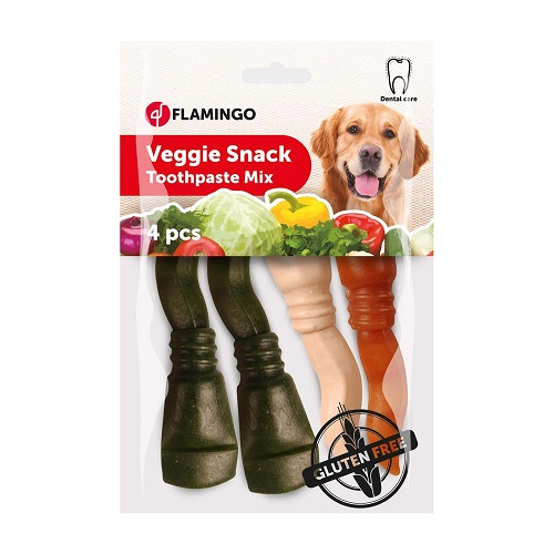 Flamingo Snacks Dentales Veggies Pasta de Dientes 13 cm - 4 uds
