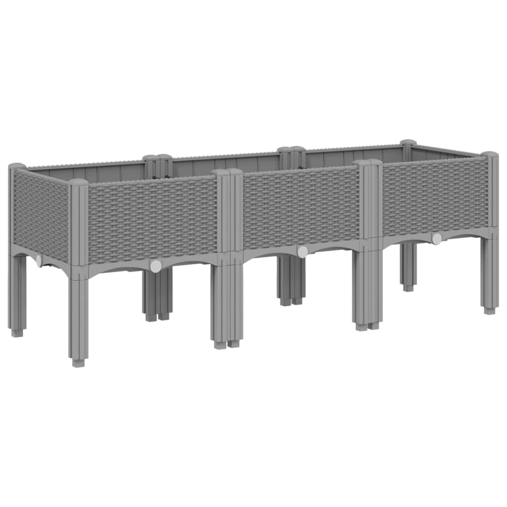 vidaXL Jardinera con patas PP 120x40x42 cm Color Gris,  Gris claro,  Negro y mas