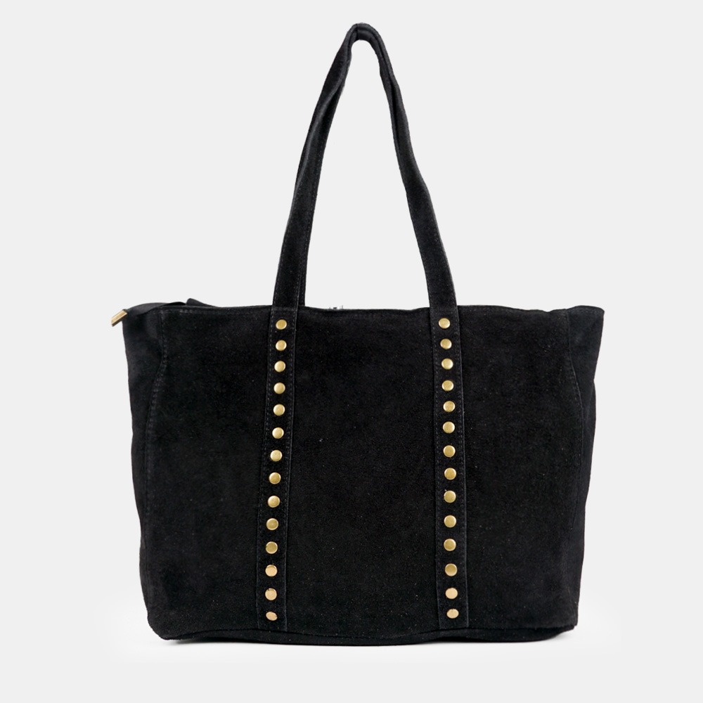 1990s Bolso tote de piel mujer apto para portátil 13 pulgadas con cremallera en el cierre diseño tachuelas piel genuina Hecho en Italia Negro/Azul/Rojo/Verde/Khaki/Azul J1162