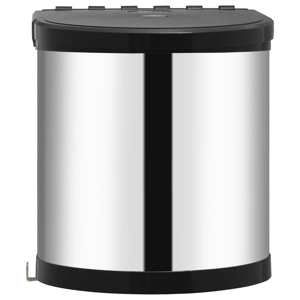vidaXL Papelera de Cocina Empotrada Acero Inoxidable 12 L Cubo de Basura Color Negro y plateado,  Blanco, y mas