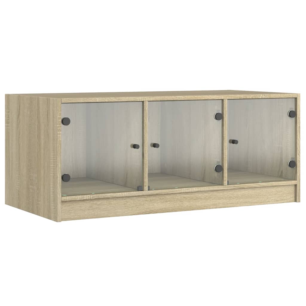 Vidaxl Mesa de Centro con Puertas de Vidrio 102x50x42 Cm - Ideal para Salón o Comedor Blanco