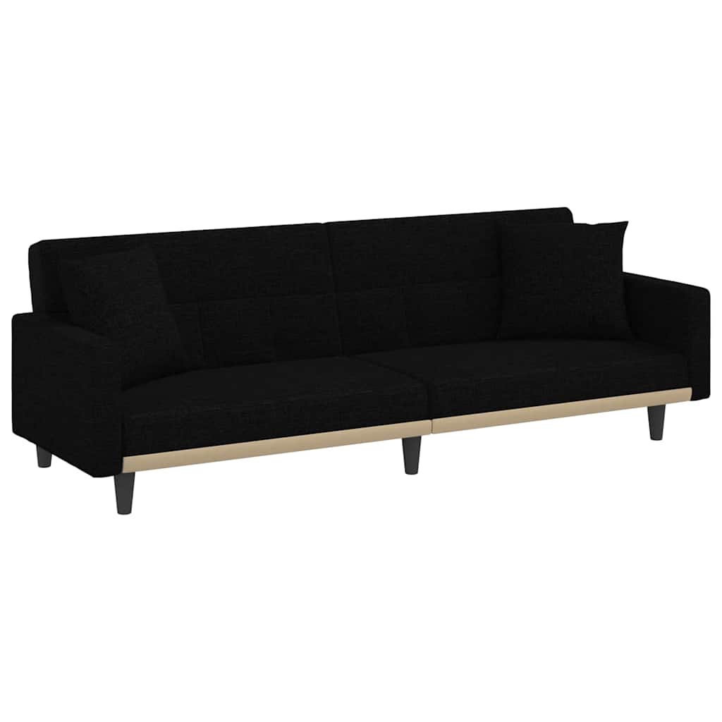 vidaXL Sofá cama con cojines tela negro