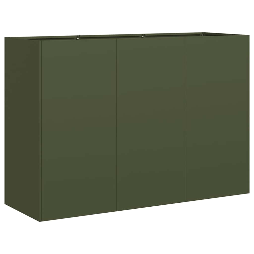 vidaXL Jardinera de acero laminado en frío verde oliva 120x40x80 cm