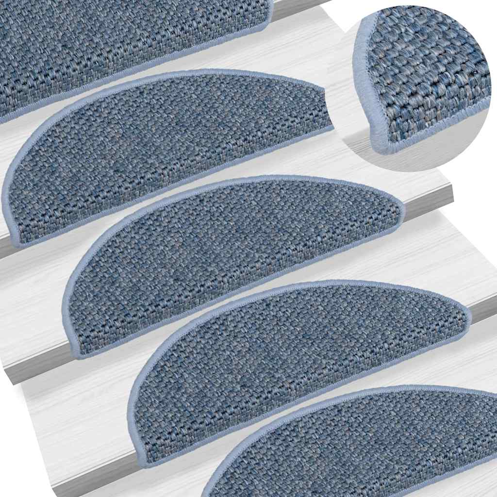 vidaXL Alfombrilla autoadhesiva escalera sisal 15 uds 56x17x3 cm en color Azul/Beige oscuro