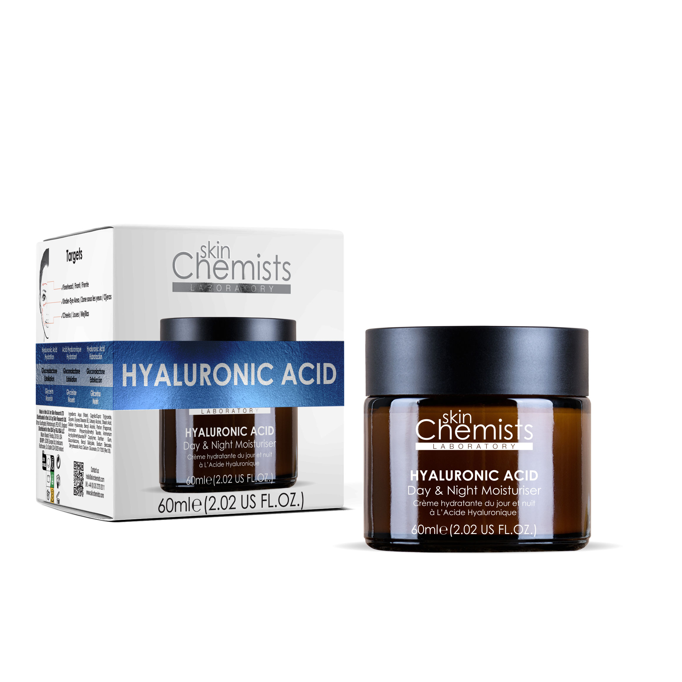 skinChemists Crema de Día Hidratante con Ácido Hialurónico para una Piel Suave y Radiante