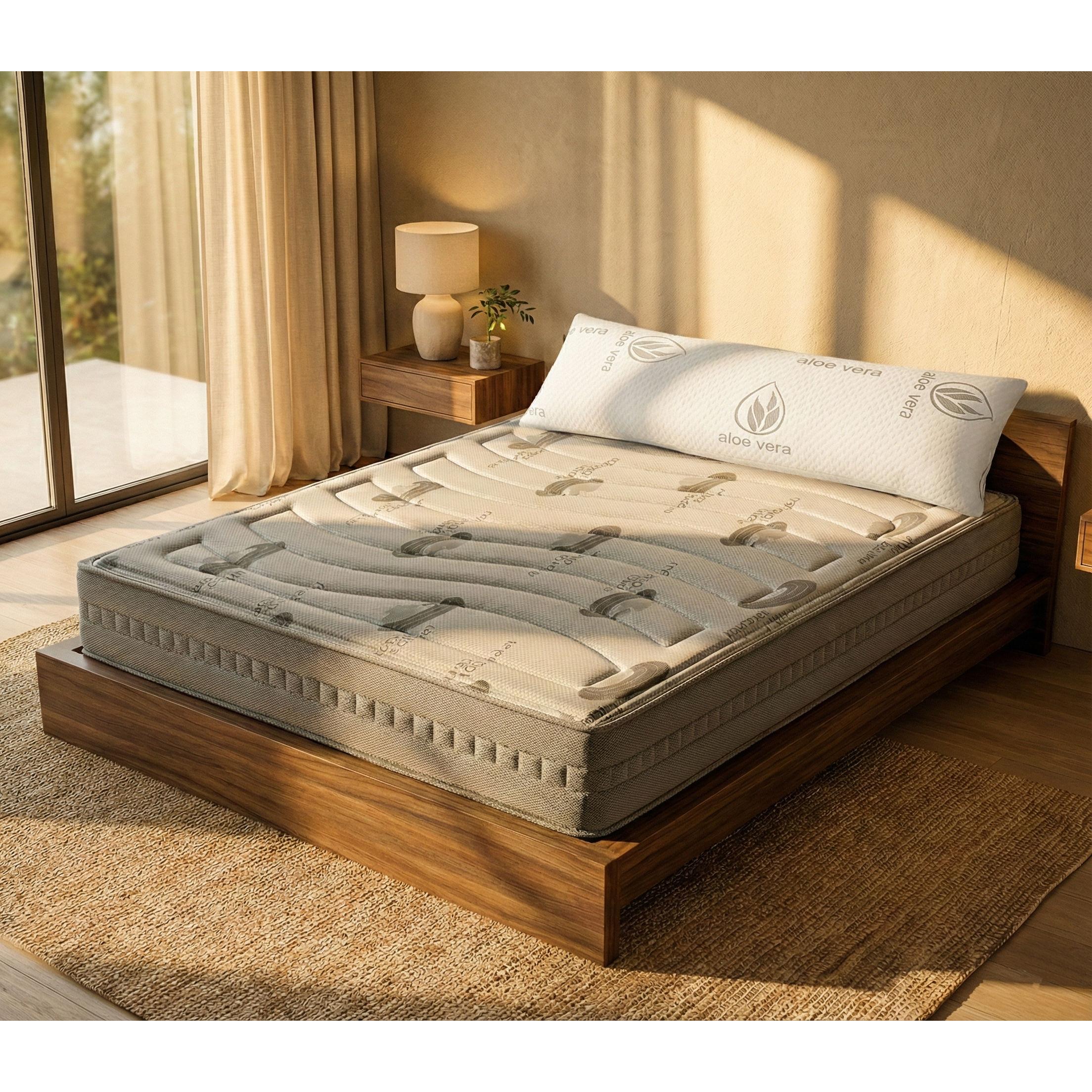 Colchón Viscoelástico ARQON,  24 cm, soporte estable y confort adaptable, Real Confort - Regalo Almohada Visco Aloe Vera de Copos