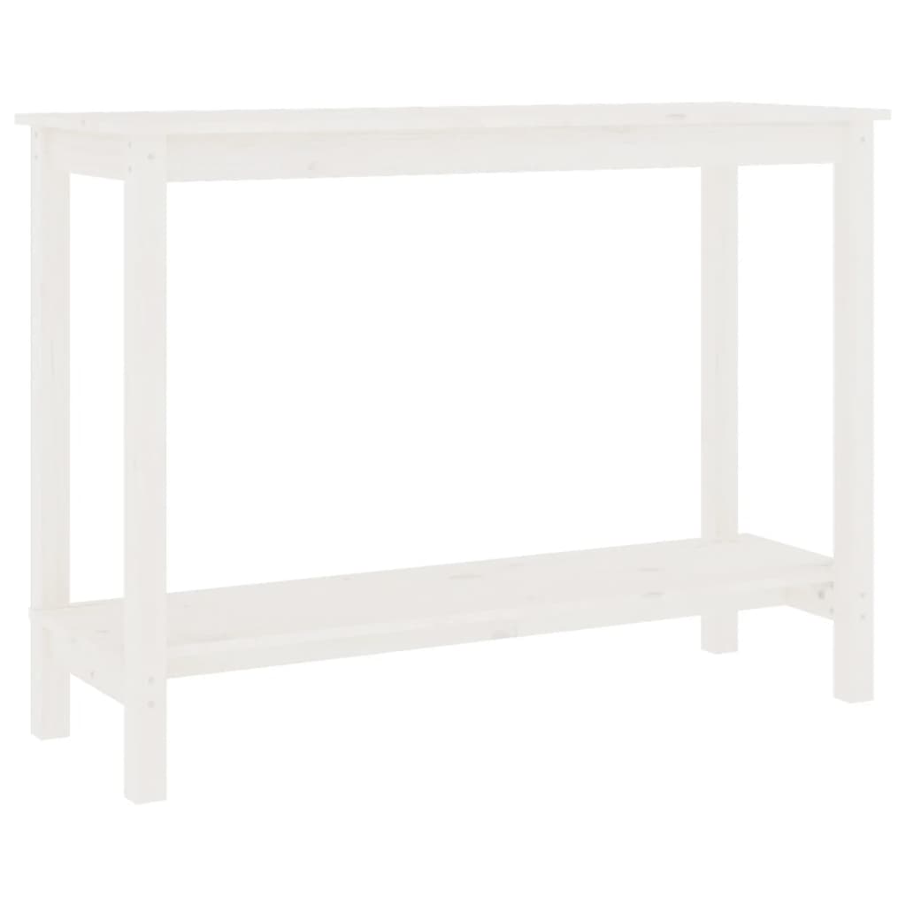 vidaXL Mesa consola de madera maciza de pino blanco 110x40x80 cm