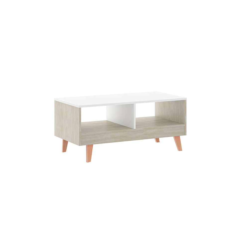 MOMMA HOME Mesa Centro ROAU con Cajón, Mesita de Salón o Comedor, Acabado en Roble y Blanco, Medidas: 90.5 x 44.5 x 40.5 cm Raíz Mesas de Centro y auxiliares Inicio Muebles de Salón y Hogar Momma Home