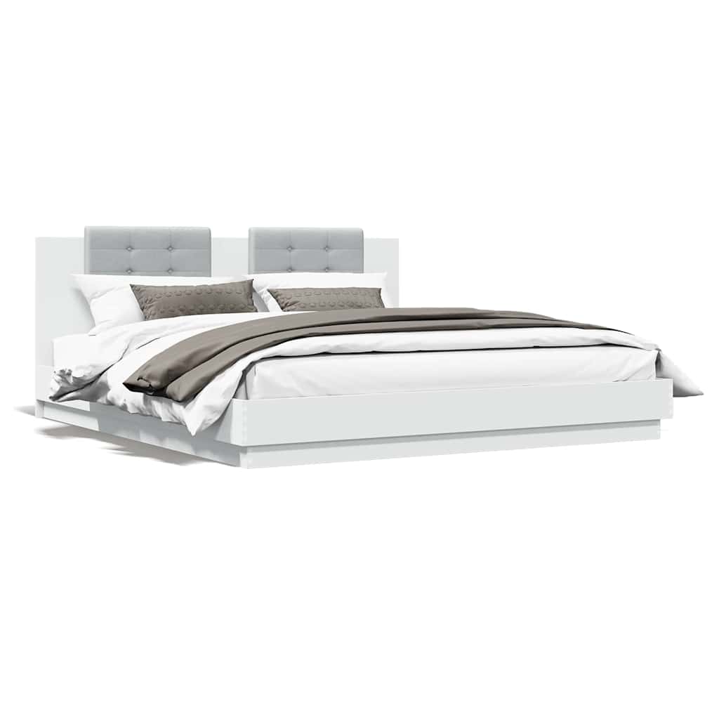 vidaXL Estructura de cama con LED sin colchón blanco 180x200 cm