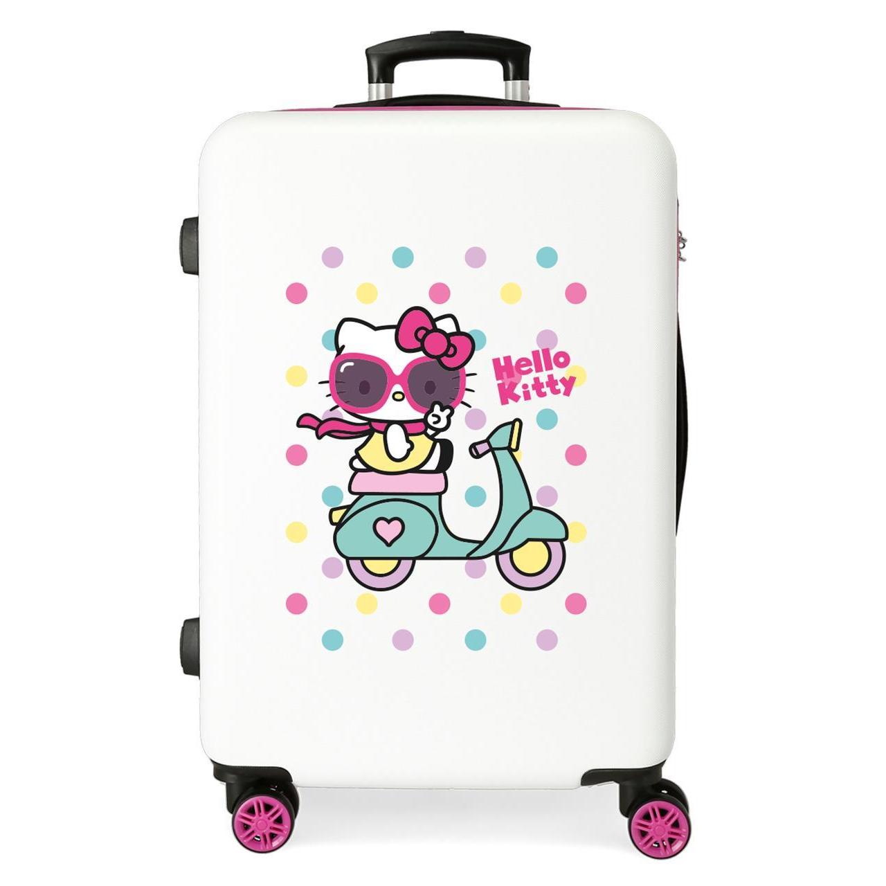 Maleta mediana Sanrio Hello kitty girl gang blanco 68x48x26cm
