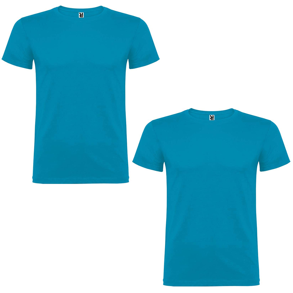 Roly - Pack de 2 camisetas de manga corta Roly de color turquesa con cuello redondo doble