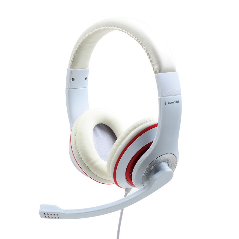 Gembird - MHS-03-WTRD auricular y casco Auriculares Alámbrico Diadema Llamadas/Música Rojo, Blanco MHS-03-WTRD