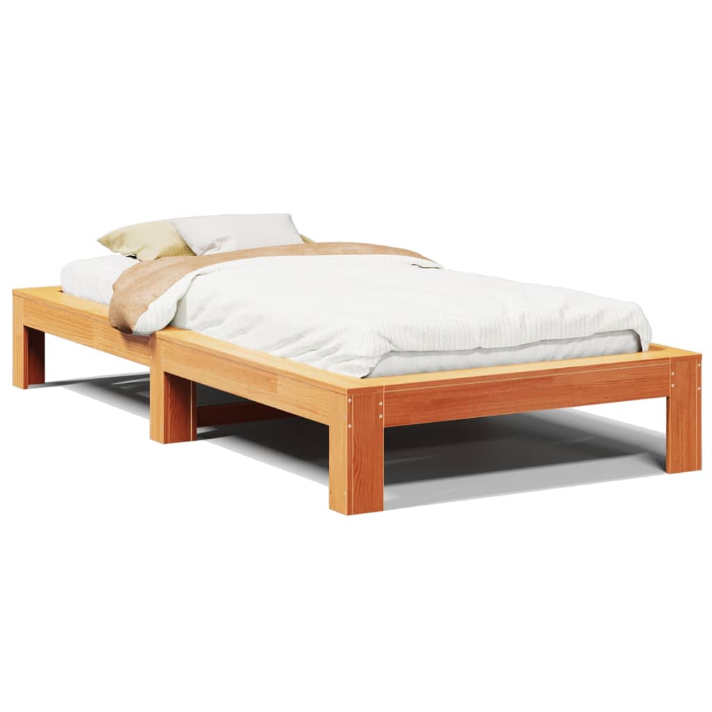 vidaXL Estructura de cama sin colchón madera maciza marrón 75x190 cm