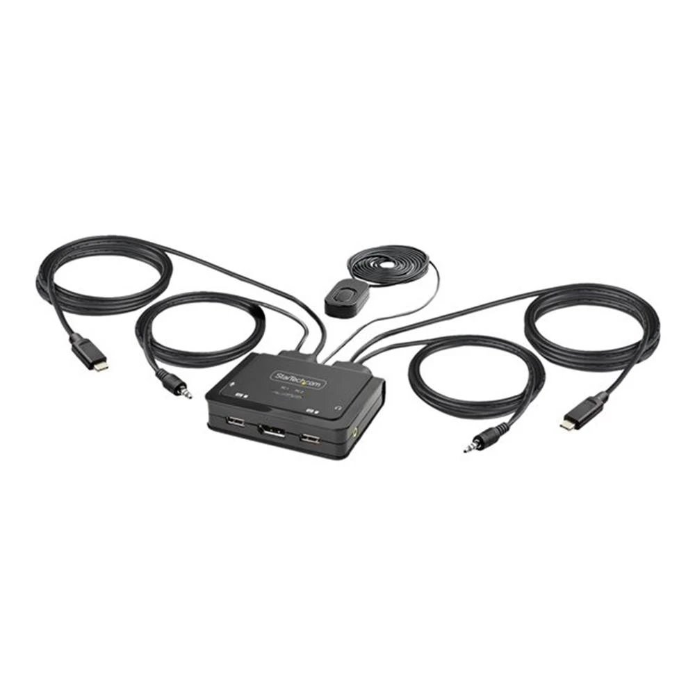 StarTech - Conmutador KVM HUB Switch C2-D46-UC2-CBL-KVM para compartir pantalla DisplayPort 4K a 60 Hz y periféricos entre dos portátiles USB-C