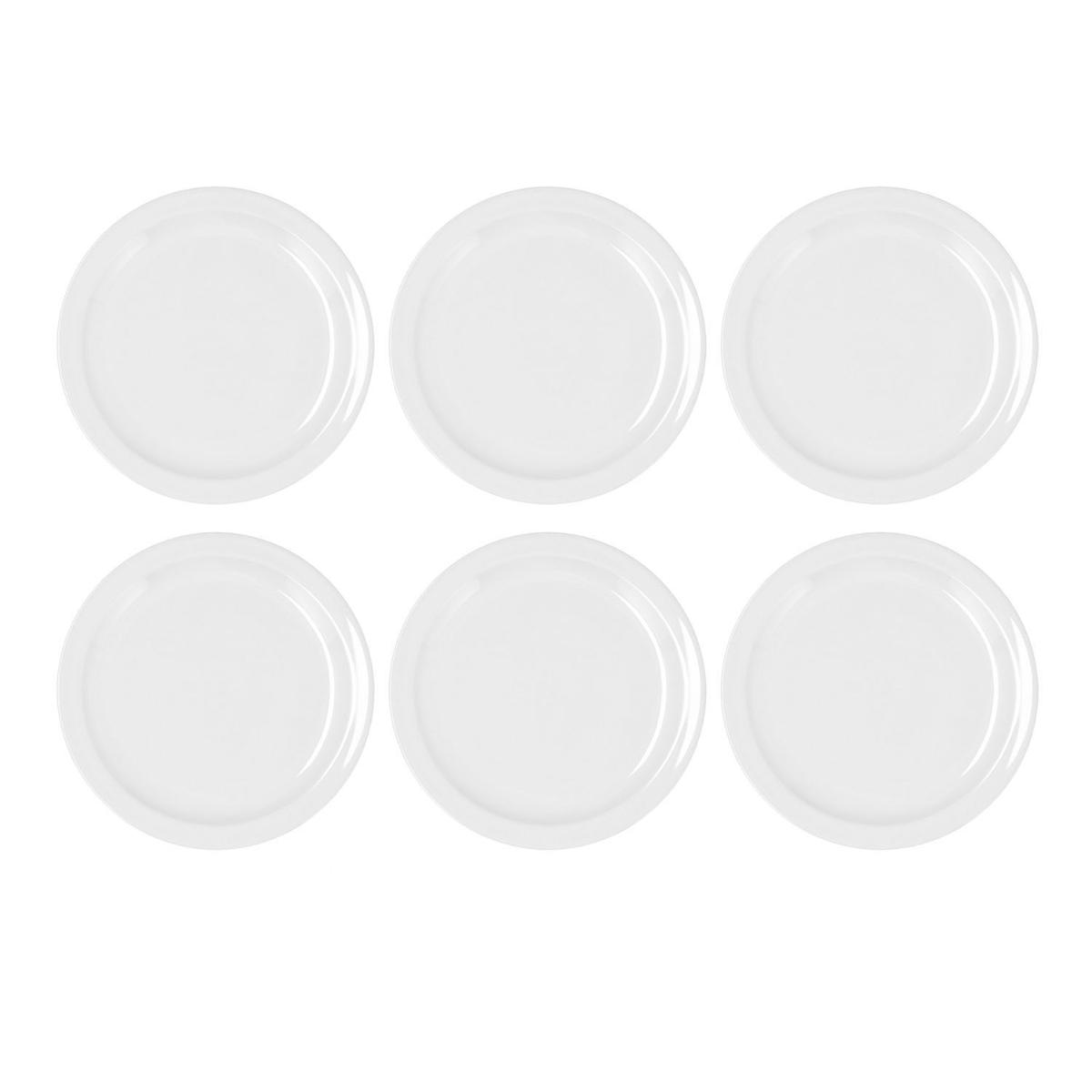BIDASOA GLACIAL ALA ESTRCH Set 6 Platos Pan Porcelana 16CM Blanco Brillo Acabado profesional de alta resistencia Apilable