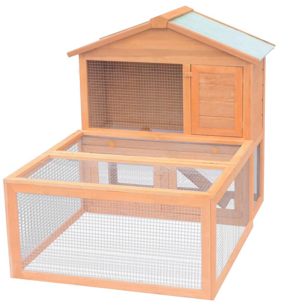 vidaXL Conejera jaula de animales con patio exterior madera