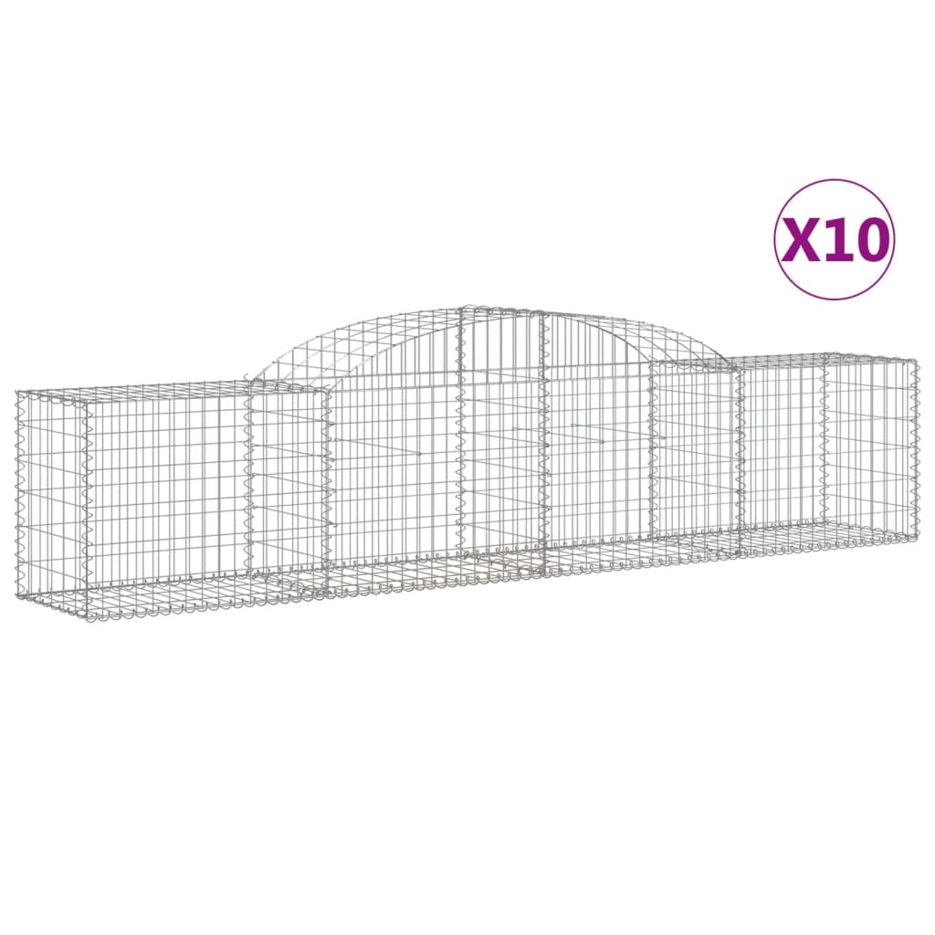 vidaXL Cestas de gaviones 10 uds forma de arco hierro Dimensiones 300 x 30 x 60/80 cm,  300 x 30 x 100/120 cm,  300 x 50 x 60/80 cm y mas